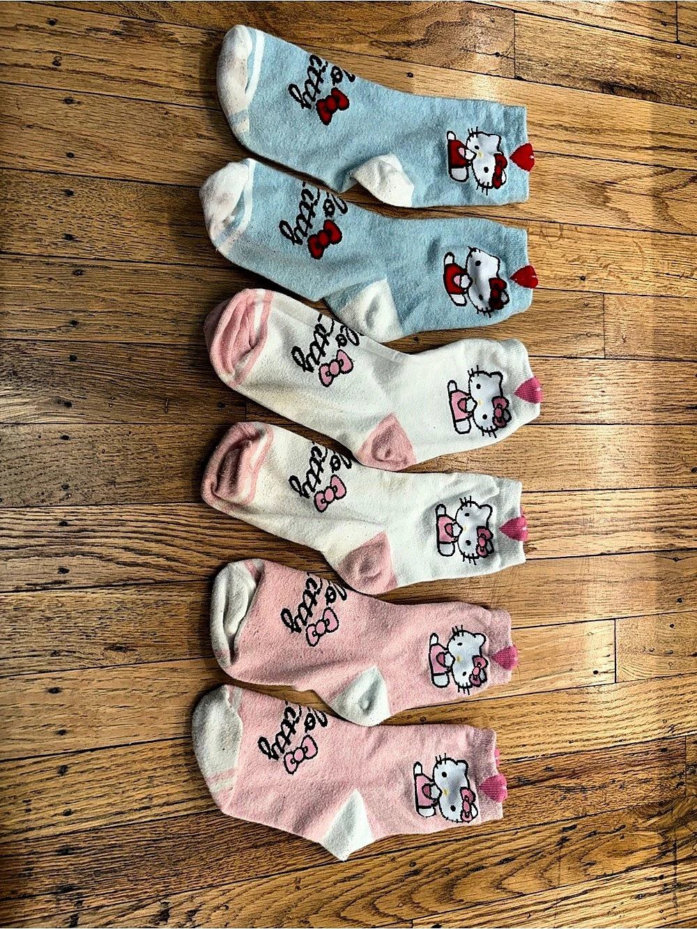Hello Kitty Fuzzy Crew Socks Lot Ankle Socks Pink & Blue